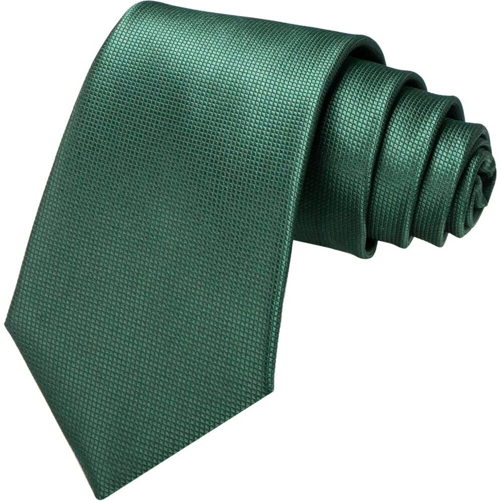 Men's Dark Green Solid Pure Color Imported Polyester Formal Neck Ties